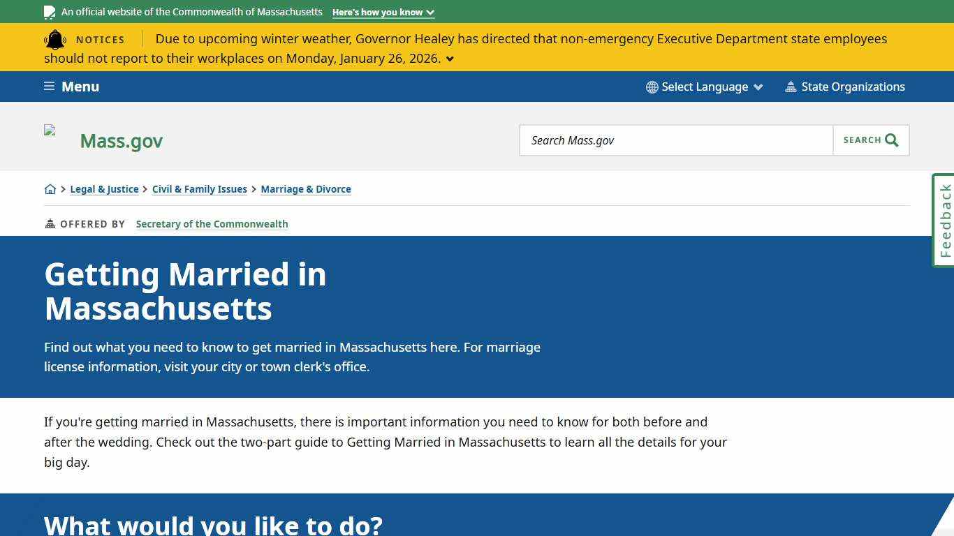 Getting Married in Massachusetts Mass.gov